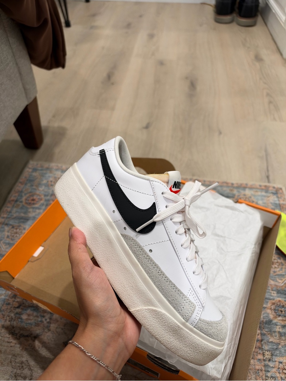 Nike Men’s White Sneakers with Black Swoosh